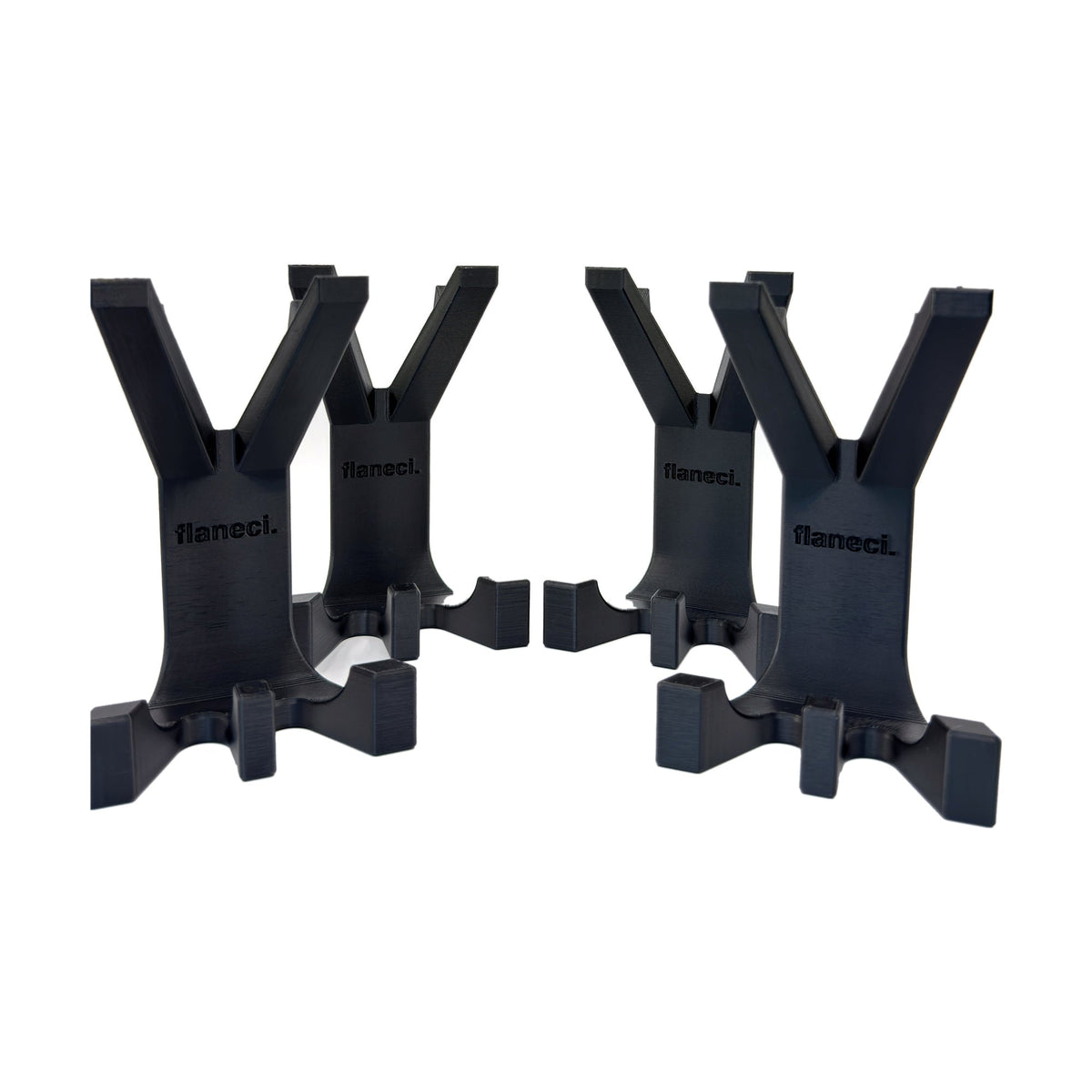 Vier schwarze FLANECI Panelkleiderhaken – 4er-Set